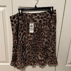 Leopard Print Gauze Ruffle Lined Mini Skirt by INC